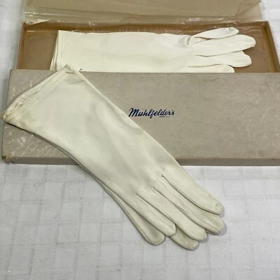 Guantes suaves para damas ropa de noche formales sin forro talla 6,5 vintage lote de 2 Foto 1 de 4