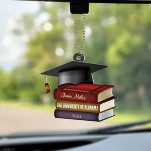 Personalized Graduation Class 2024 Ornament, Graduation Cap With Books Ornament - Picture 1 of 4