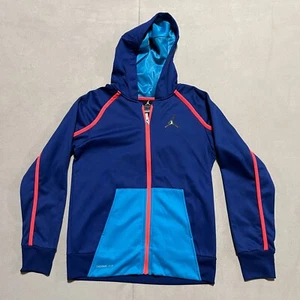 NIKE JORDAN Kids Therma-Fit Blue & Red Color-block Hoodie Size Large (12-13) - Picture 1 of 17