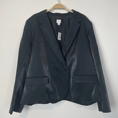 J. Traje Blazer Crew Factory Alto Brillo Satinado Doble Pecho Negro Talla 22 Trabajo Foto 1 de 4