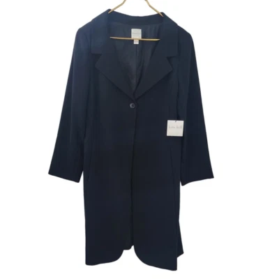 Nuevo Abrigo Blazer Kate Hill Long Line Negro Botón Único Cola Dividida Talla 16 Nuevo con Etiquetas Foto 1 de 4