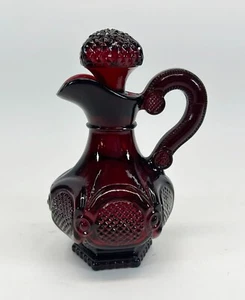Avon Cape Cod Ruby Red Cruet Dressing Decanter 1876 Collection 5 1/2” Vintage - Picture 1 of 3