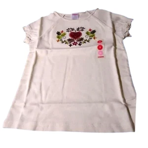 Gymboree Girls Top Rhinestone Heart Tee Shirt Ivory Color Size 5 - Picture 1 of 3