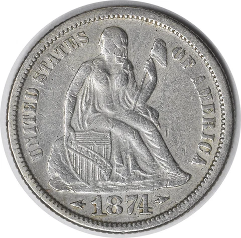 1874 Liberty Seated Silver Dime Arrows EF Uncertified #343 Cover