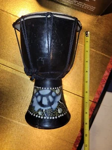 Wooden African drum black 9 inch - Picture 1 of 4