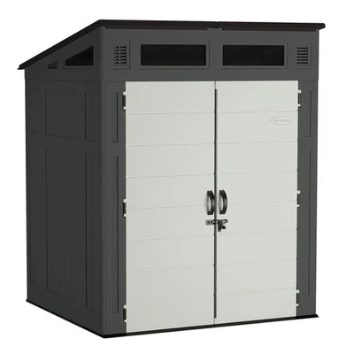 Cobertizo de almacenamiento modernista Suncast 6' x 5', unidad de patio trasero para todo tipo de clima al aire libre, gris Foto 1 de 4