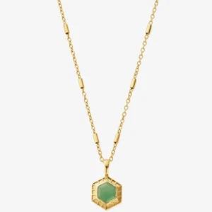 Collar hexagonal aventurina chapado en oro ChloBo Happiness GNCC3443 - Imagen 1 de 6