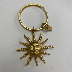 Anne Klein Sun W/Face Celestial Gold Tone Vintage Designer Key Chain Fob - Picture 1 of 5