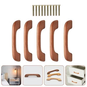 5 Set of Kitchen Cabinet Furniture Handles Solid Wooden Cabinet Handles - Picture 1 of 12