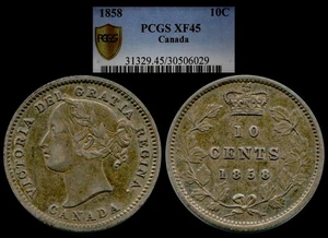 1858 Canada Dime graded PCGS45....Nice original 1st year Dime! - Picture 1 of 1
