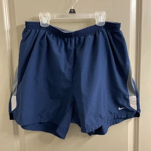 Nike Dri Fit Shorts Mens Large Athletic Running Lined Navy Blue and Gray - Picture 1 of 10