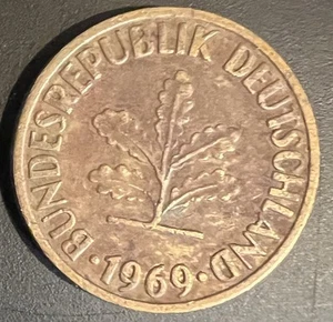 1969 Germany Deutschland 10 Pfennig Coin - Picture 1 of 2