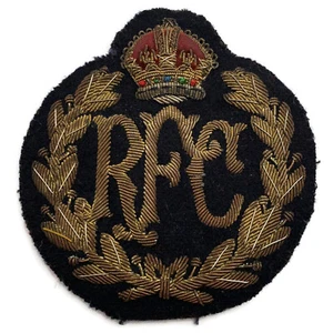 WW1 RFC Royal Flying Corps BULLION Cloth Veterans Blazer Badge - Kings Crown - Picture 1 of 3