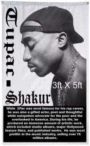 BANDERA TUPAC SHAKUR. BANDERA DE HISTORIA NEGRA, PANCARTAS DE 3 PIES X 5 PIES. BIOGRAFÍA. BANDERA RAP. - Imagen 1 de 1