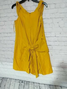 Anthropology Hitherto 100% Silk Size 4 Yellow big Bow Flare Lined Dress Formal - Picture 1 of 7