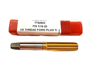 1pc) 7/16-20 H5 THREAD ROLL FORM PLUG TAP TIN COATED TITAN USA TT92903 TT127 - Picture 1 of 4
