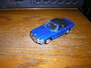 Vintage Classic 1/39 1980s Mercedes Benz 500SL Convertible Blue Pull Back Action - Picture 1 of 4