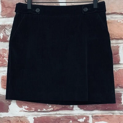 Falda Banana Republic Mujer Talla 4 Negra Pana Botón Acento Bolsillo Cremallera Foto 1 de 4