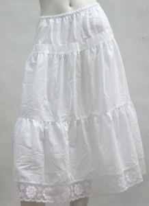 Vintage Tiered Lace Trim White Petticoat Skirt Slip Cottagecore Prairie Romantic - Picture 1 of 5