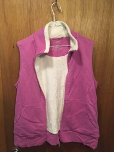 LL Bean Womens L Lambswool Sherpa Fleece Lined Sweater Vest Full Zip w/ pockets - Picture 1 of 4