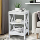 3-Tier X-Design Nightstands with Storage Shelves for Living Room Bedroom-Gray
