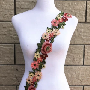1Yard Flower Embroidered Trim Lace Ribbon DIY Wedding Sewing Applique Craft DIY - Picture 1 of 6