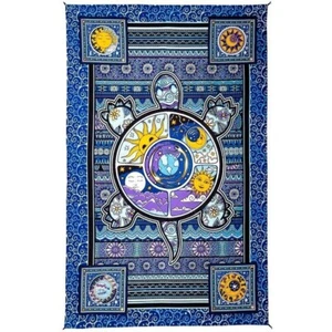 Nuevo Tapiz Tortuga Sol y Luna Decoración Pared Mantel Regalo 60x90 Azul Dan Morris - Imagen 1 de 2