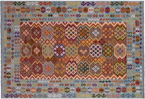 Kilim flach gewebt Wendbarer Wollteppich 6' 9"" x 9' 11"" - Q17845 - Bild 1 von 9