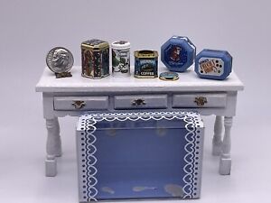 Vintage BODO HENNIG Metal Kitchen Tins & Lids & Box Dollhouse Miniature 1:12