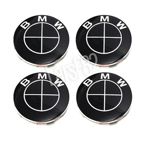 4x 68mm Nabendeckel/Felgenkappen für BMW SCHWARZ - Bild 1 von 1
