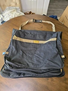 Verdi Tweed & Leather Folding 2-Suiter Garment Bag with Shoulder Strap - Picture 1 of 13