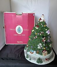 VTG SPODE Christmas Tree 13” Cookie Jar With Train Hand Painted Holiday Decor