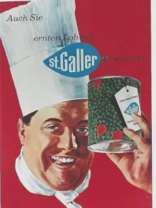 Original vintage poster ST.GALLER SWISS BEANS CAN CHEF 1960 - Picture 1 of 1