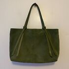 Fossil Green Suede Leather Tote Shoulder Bag Purse
