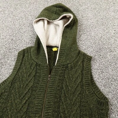 Cabelas Vest Womens L Green Ragg Cable Knit Sweater Fleece Zip Jacket Hunt Hike - Image 1 of 4