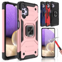 For Samsung Galaxy A32 5G Shockproof Ring Stand Case / Glass Screen Protector