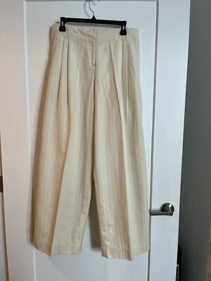 Pantalón a Rayas Crema J. Jill Talla 12 Mezcla Algodón y Lino Nuevo con Etiquetas Foto 1 de 4