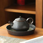 (Blue)Small Tea Tray Complex Pattern Round Alloy Decorative Tea Serving Tray GB