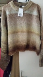 Oversized-Pullover,jacquardstrick,braun,gestreift,h&M,größe S,neu etikett - Bild 1 von 5