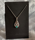 Sterling Silver Filigree Tear Pendant Necklace Heart Accent