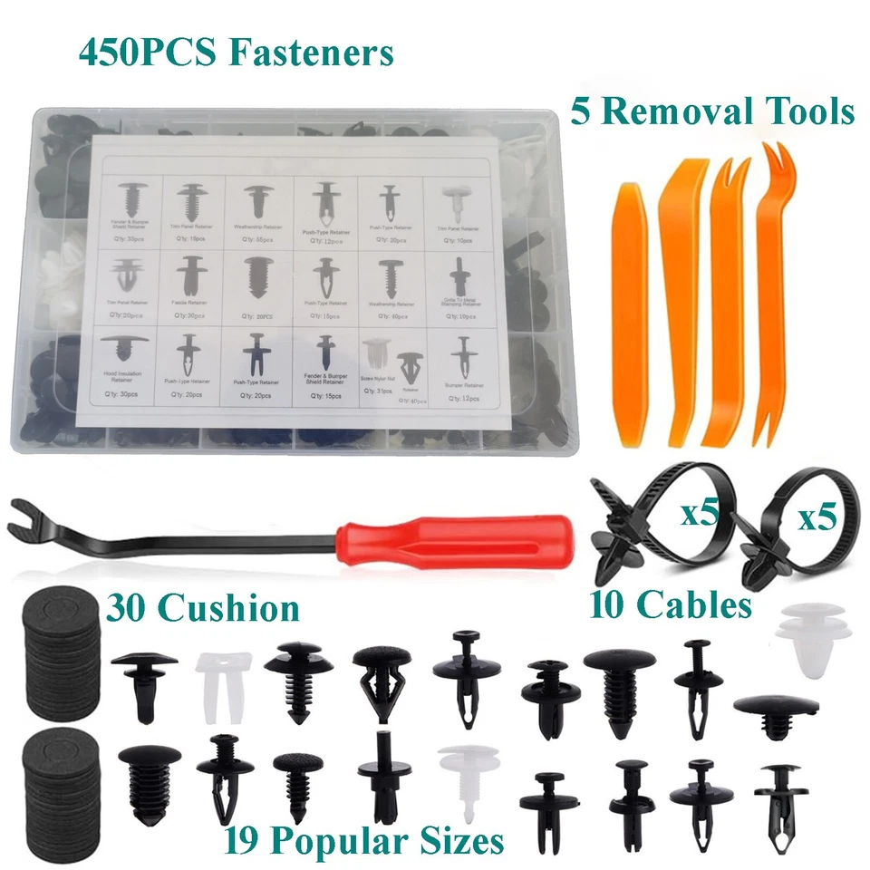 450 Car Automotive Push Retainers Rivets Clips for Kia Hyundai Genesis SsangYong - image 1 of 4