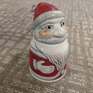 Vintage Weihnachtsmann Gerzit Gerz German St. Nick Deckel Keramik Bierstein CS79 - Bild 1 von 5