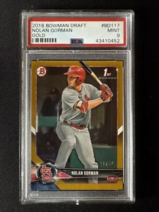 Nolan Gorman 1st Rookie Card RC 2018 Bowman Draft Gold /50 #BD-117 PSA 9 - Picture 1 of 4