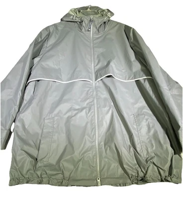 Chaqueta de lluvia con capucha Charles River adornos reflectantes para mujer 5XL gris cremallera completa Foto 1 de 4