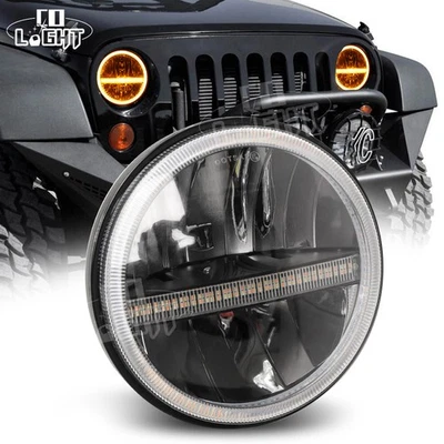 para Jeep Wrangler JK LJ TJ CJ 7" redondo mais novo farol de LED feixe selado - Imagem 1 de 4