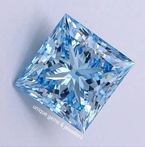 2 Ct Blue color Diamond Loose Princess Cut VVS1 Grade Gemstone - Picture 1 of 6