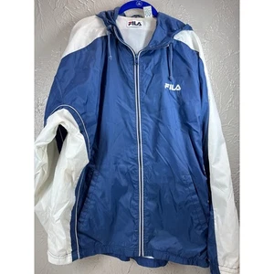 Fila Full Zip 100% Polyester Hooded Windbreaker Blue White Mens Size XL - Picture 1 of 6