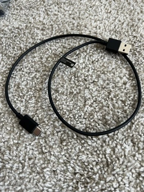 *Five Pack* NEW HP USB-A Male to USB-C Male Cable-2 feet long (black color) - Image 1 of 3