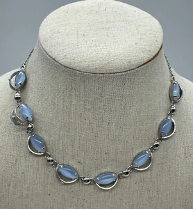 Vintage Sterling Silver 925 Alice Caviness Moon Stone Necklace 15.5” - Picture 1 of 5