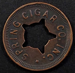 Spring Cigar Co. Inc., Seattle, WA. Kupfermarke "Gut für 5 ¢ im Handel"! 21mm - Bild 1 von 4
